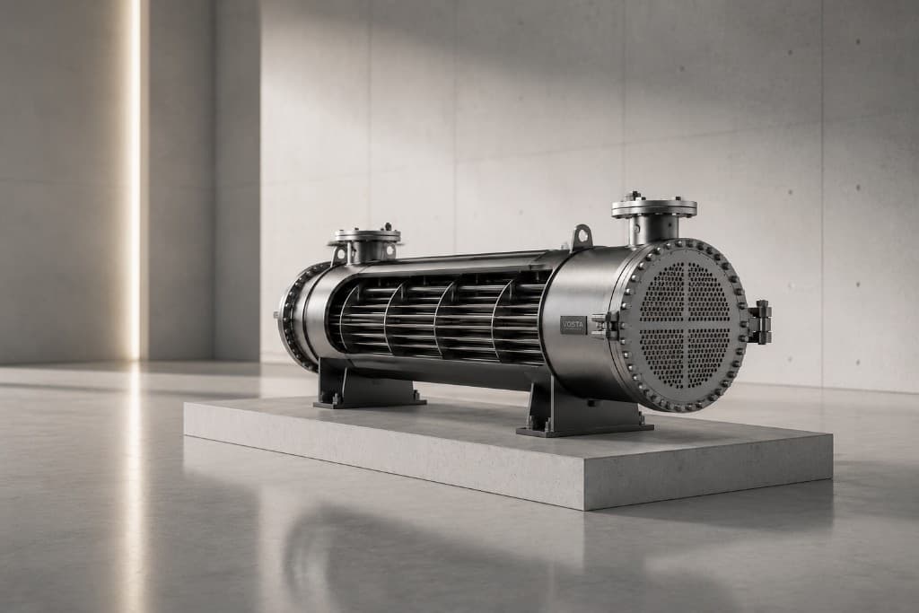 Vosta shell-and-tube heat exchanger in industrial showroom